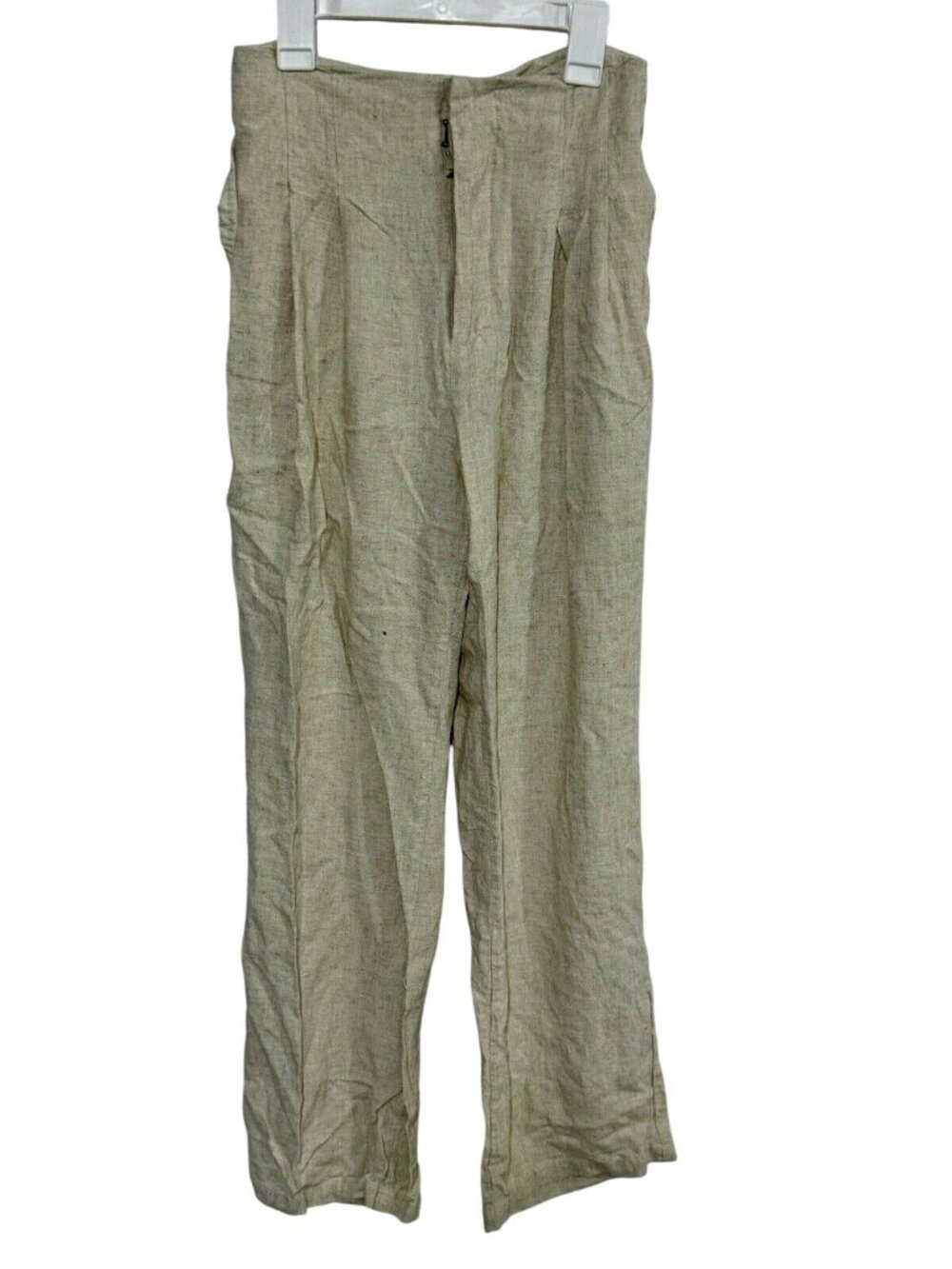 Shein Womens Tall M Beige Linen Blend Wide-Leg Pants